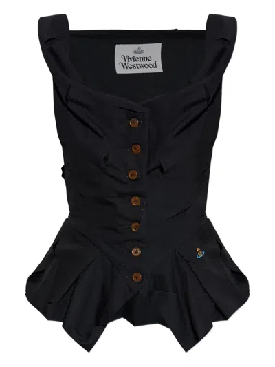 Vivienne Westwood Orb-detail Peplum Top In Black