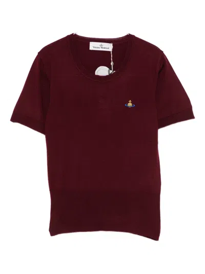 Vivienne Westwood Orb-detail Short-sleeve Top In Burgundy