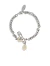 Vivienne Westwood Chain Link Bracelet Pearl Charm In Silver