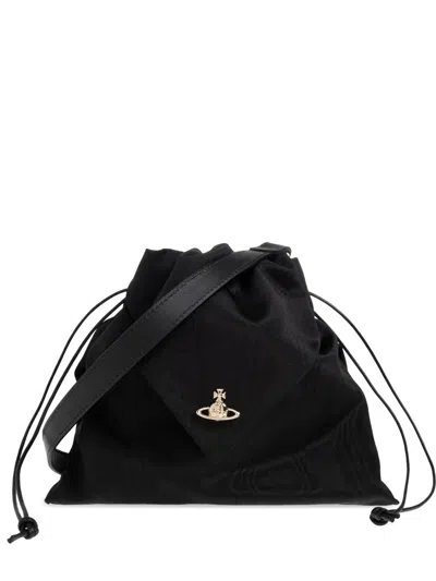 Vivienne Westwood Orb Drawstring Shoulder Bag In Black