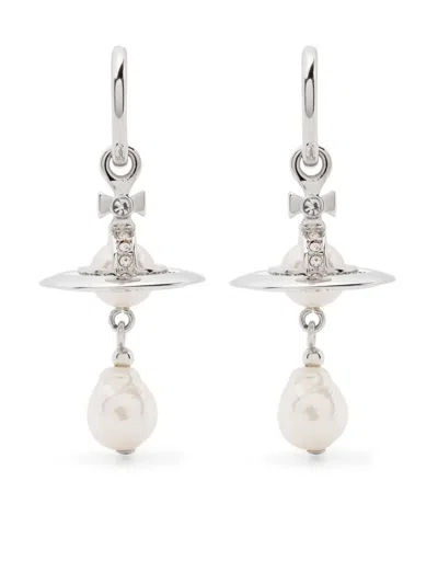 Vivienne Westwood Orb Earrings In Silver