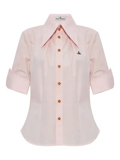 Vivienne Westwood Orb-embellished Button-down Shirt In Pink