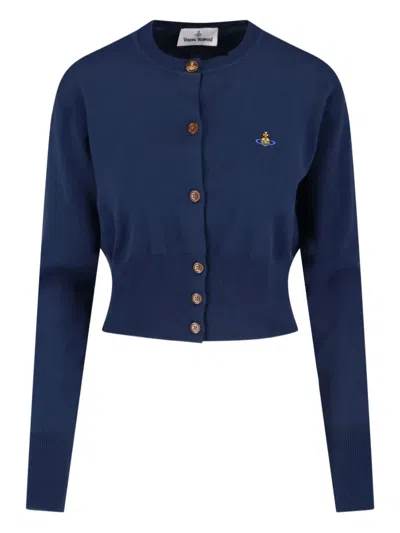 Vivienne Westwood Ribbed Crewneck Knitwear With Cuffs And Hem In Blue