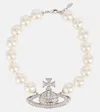 Vivienne Westwood Orb Embellished Choker In Platinum/creamrose/crystal