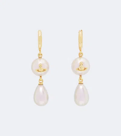 Vivienne Westwood Orb Embellished Faux Pearl Drop Earrings In Gold