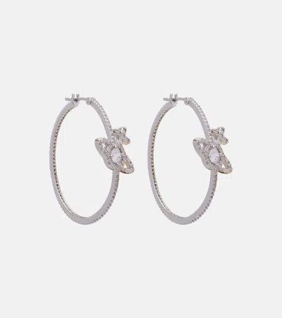 Vivienne Westwood Orb Embellished Hoop Earrings In Silver