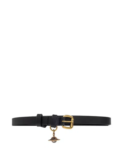 Vivienne Westwood Orb-embellished Leather Belt In Black