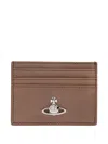 Vivienne Westwood Orb-embellished Leather Card Holder In Brown