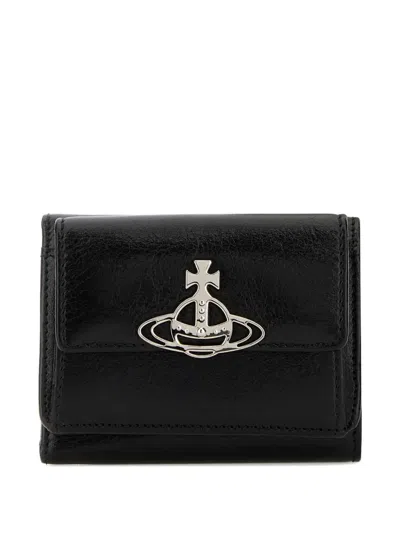 Vivienne Westwood Orb-embellished Leather Wallet In Black