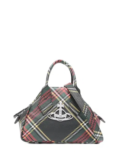 Vivienne Westwood Orb-embellished Plaid Mini Bag In Black