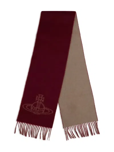 Vivienne Westwood Orb-embellished Reversible Scarf In Brown