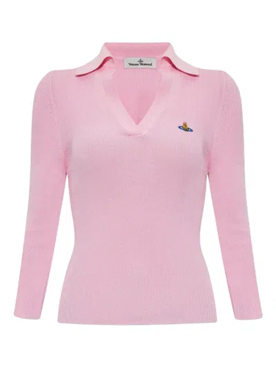 Vivienne Westwood Orb-embellished Ribbed Top In Pink