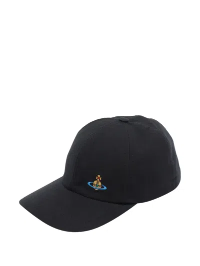 Vivienne Westwood Orb Embroidered Baseball Cap In Black