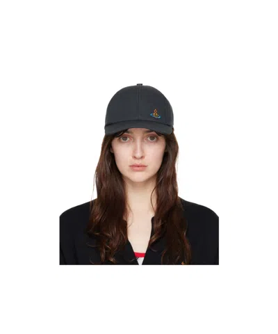 Vivienne Westwood Orb-embroidered Baseball Cap In Black