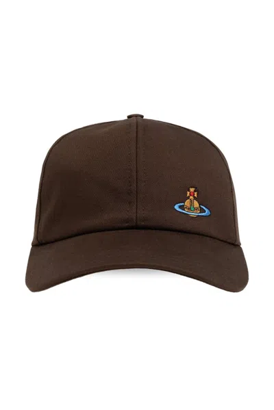 Vivienne Westwood Orb Embroidered Baseball Cap In Brown