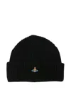 Vivienne Westwood Orb-embroidered Beanie In Black