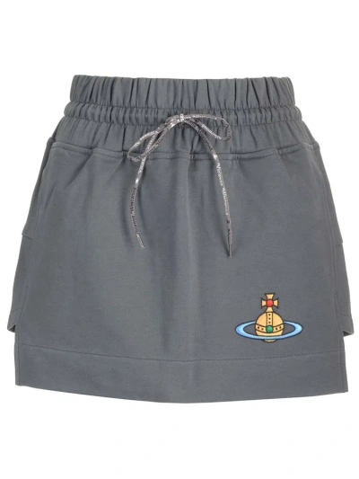 Vivienne Westwood Orb Embroidered Boxer Mini Skirt In Grey