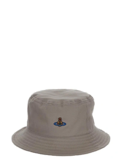 Vivienne Westwood Orb Embroidered Bucket Hat In Beige