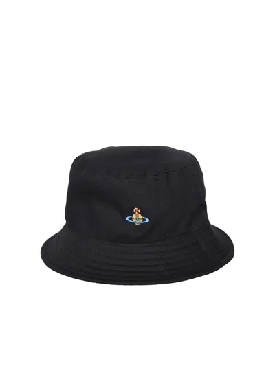 Vivienne Westwood Orb Embroidered Bucket Hat In Black