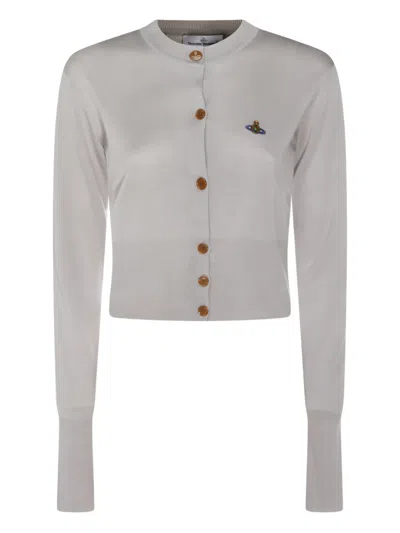 Vivienne Westwood Orb Embroidered Cardigan With Buttons In Gray