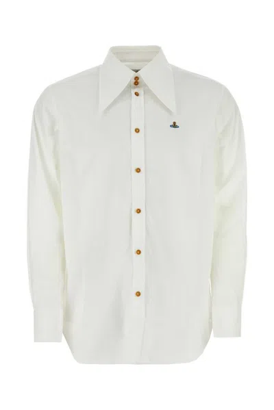 Vivienne Westwood Orb Embroidered Buttoned Shirt In White