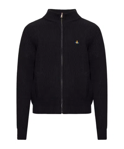 Vivienne Westwood Orb-embroidered Cardigan In Black
