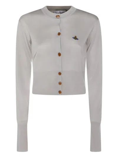 Vivienne Westwood Orb Embroidered Cardigan With Buttons In Gray