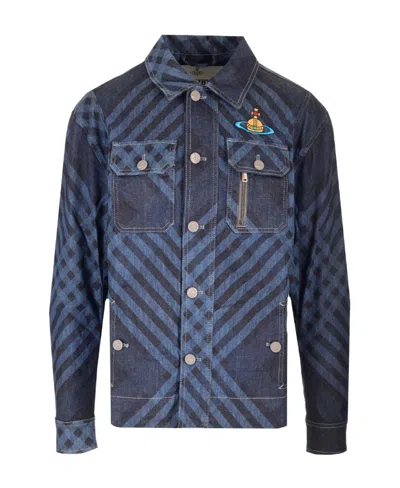 Vivienne Westwood Orb-embroidered Corduroy Shirt Jacket In Blue