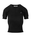 Vivienne Westwood Orb Embroidered Short-sleeved Knit Top In Black