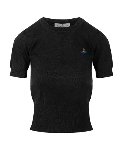 VIVIENNE WESTWOOD VIVIENNE WESTWOOD BEA ORB EMBROIDERED KNITTED TOP