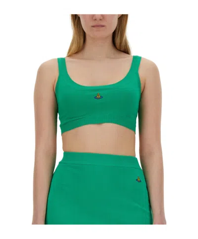 VIVIENNE WESTWOOD VIVIENNE WESTWOOD ORB EMBROIDERED CROPPED KNITTED TANK TOP