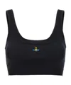 Vivienne Westwood Orb-embroidered Cotton Cropped Top In Black