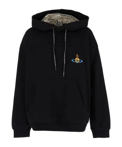 Vivienne Westwood Orb-embroidered Cotton Hoodie In Black