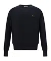 Vivienne Westwood 'alex' Black Crewneck Sweater With Orb Logo Detail On The Front In Black