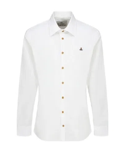 Vivienne Westwood Shirt With Subtle Orb Embroidery And Tailored Fit In Gray