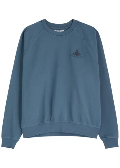 Vivienne Westwood Orb-embroidered Cotton Sweatshirt In Blue