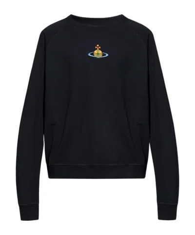 Vivienne Westwood Orb-embroidered Cotton Sweatshirt In Black