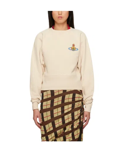 Vivienne Westwood Orb-embroidered Cotton Sweatshirt In Nude