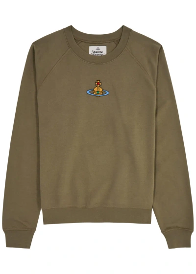 Vivienne Westwood Orb-embroidered Cotton Sweatshirt In Olive