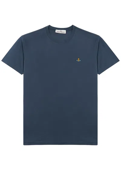 Vivienne Westwood Orb-embroidered Cotton T-shirt In Blue