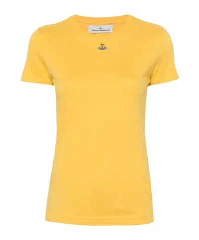 Vivienne Westwood Orb-embroidered Cotton T-shirt In Yellow