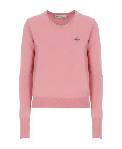 Vivienne Westwood Orb-embroidered Crew-neck Jumper In Pink