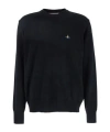 Vivienne Westwood Raglan Sleeve Black Sweatshirt With Embroidered Detail In Black