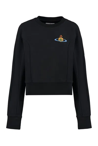 Vivienne Westwood Black Cotton Crew Neck Sweater With Logo