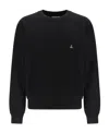 Vivienne Westwood 'alex' Black Crewneck Sweater With Orb Logo Detail On The Front In Black