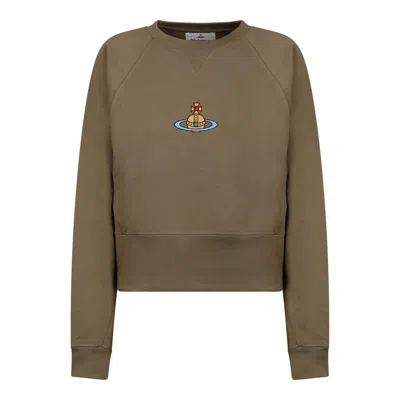 Vivienne Westwood Orb-embroidered Cotton Sweatshirt In Green