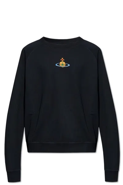 Vivienne Westwood Orb Embroidered Crewneck Sweatshirt In Navy