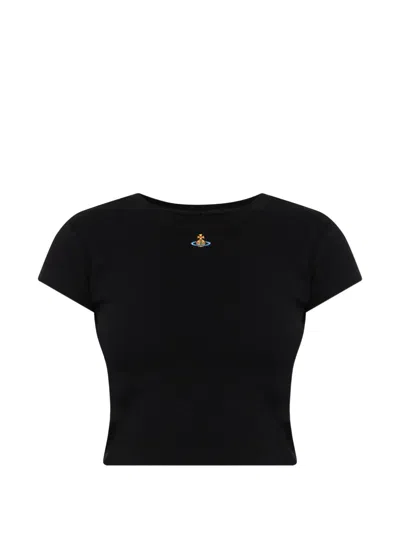 Vivienne Westwood Black Ribbed Jersey Baby Peru Cropped T-shirt