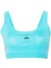 Vivienne Westwood Crop Top With Embroidered Orb Logo In Blue