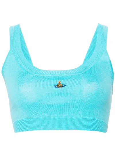 VIVIENNE WESTWOOD ORB-EMBROIDERED FINE-KNIT BRA